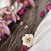 Vriksham Elegant Floral AD Stone Style Gold Drop Gold Look Alike Anklets-Red Green & White-G20696